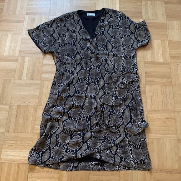 Aritzia Babaton Wrap Dress - snakeskin print with chocolate brown lining - Picture 1 of 7